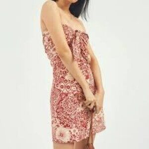 Anthropologie Blue Tassel NWT Women's Mini Dress Floral Size M Strapless